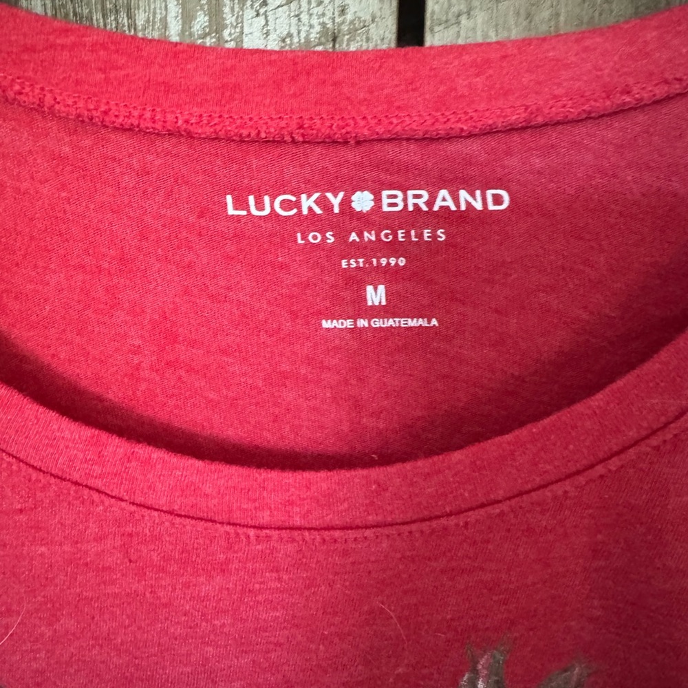 Lucky Brand Red Floral Women's Tee Shirt Top - Picture 3 of 4